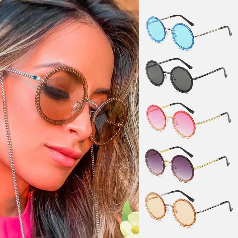 Sunglasses Xiaoxiang Round Frame Ladies Metal Chain Fashion Rimless Trendy Glasses Oculos Sol Feminino, White;black
Sunglasses Xiaoxiang Round Frame Ladies Metal Chain Fashion Rimless Trendy Glasses Oculos Sol Feminino, White;black