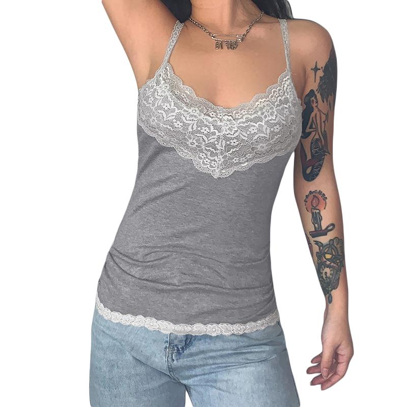 Women' Tanks & Camis Women Sleeveless Vest Lace Stitching Neckline Bottom Tank Tops Spaghetti Strap Skinny Fit CamisoleWomen, Gray
Women' Tanks & Camis Women Sleeveless Vest Lace Stitching Neckline Bottom Tank Tops Spaghetti Strap Skinny Fit CamisoleWomen, Gray