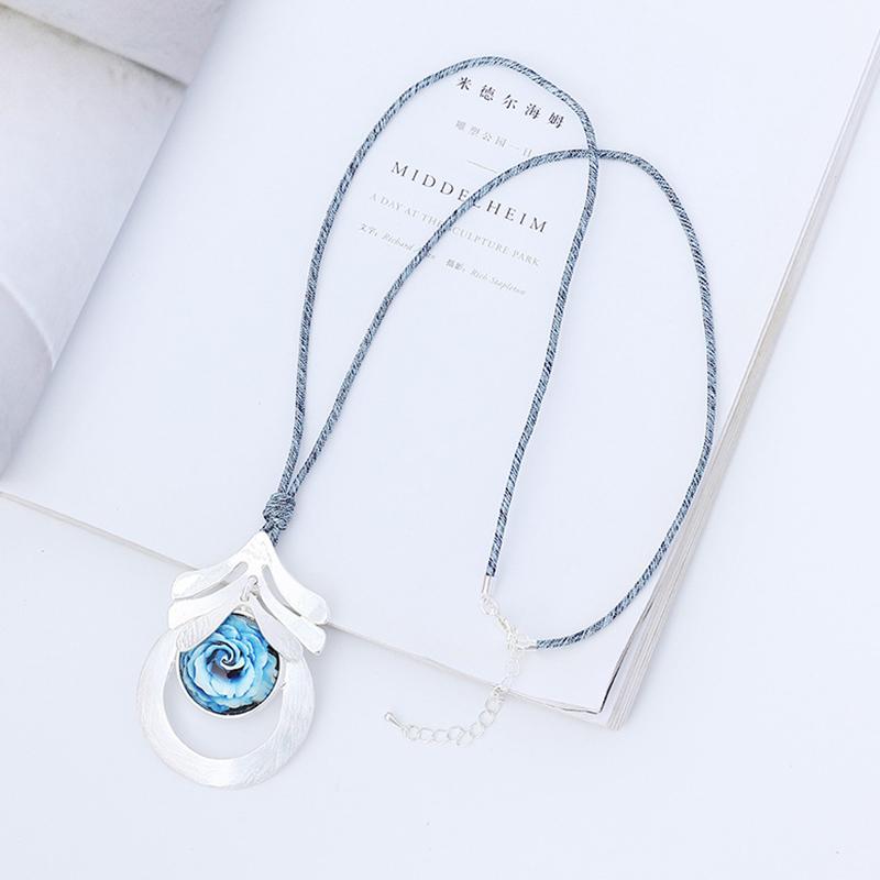 Pendant Necklaces Amorcome Vintage Nylon Cord Chain Necklace Blue Resin Flower Feather Jewelry Long Sweater For WomanPendant
Pendant Necklaces Amorcome Vintage Nylon Cord Chain Necklace Blue Resin Flower Feather Jewelry Long Sweater For WomanPendant
