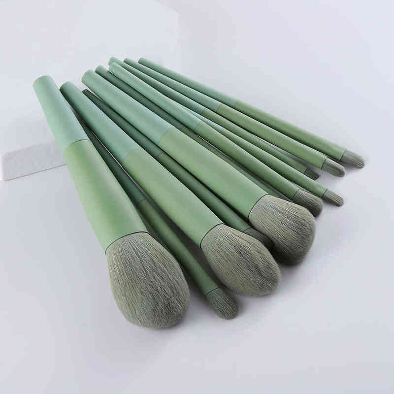 NXY Makeup Brush 11 8pcs Natural Hair Green es Foundation Powder Eyeshadow Eyebrow Set Cosmetic Tool Profesional Maquillaje 0406