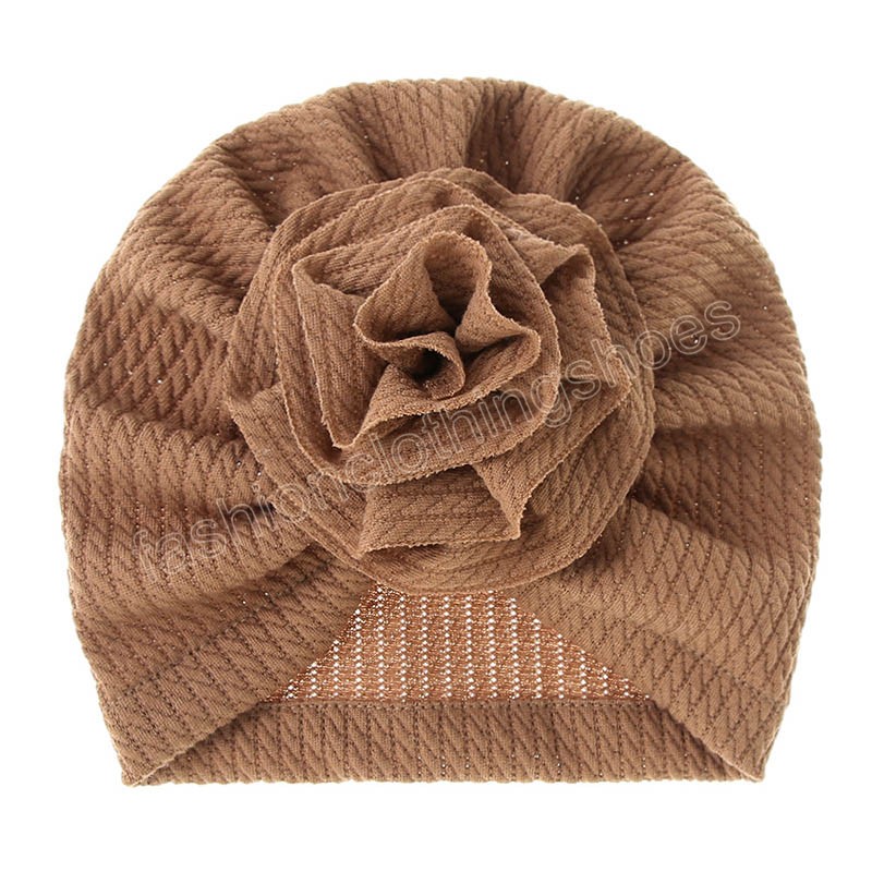 Solid Color Baby Hat Big Ruffled Flower Baby Girl Turban Head Wraps Kids Bonnet Beanie Newborn Photography Props