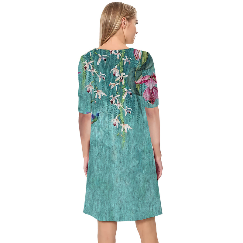 Women Dress Flowers 3D Printed VNeck Loose Casual Short Sleeve Shift Dress for Female Dresses Prairie Chic Style 220616
