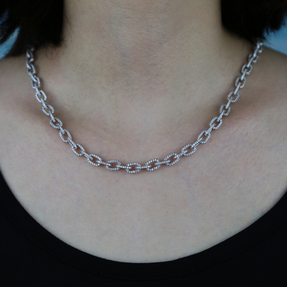 New Hip hop Cuban Link Punk Choker Chain Charms Necklace Twisted and Oval Link Zircon Necklaces Women Fashion Jewelry