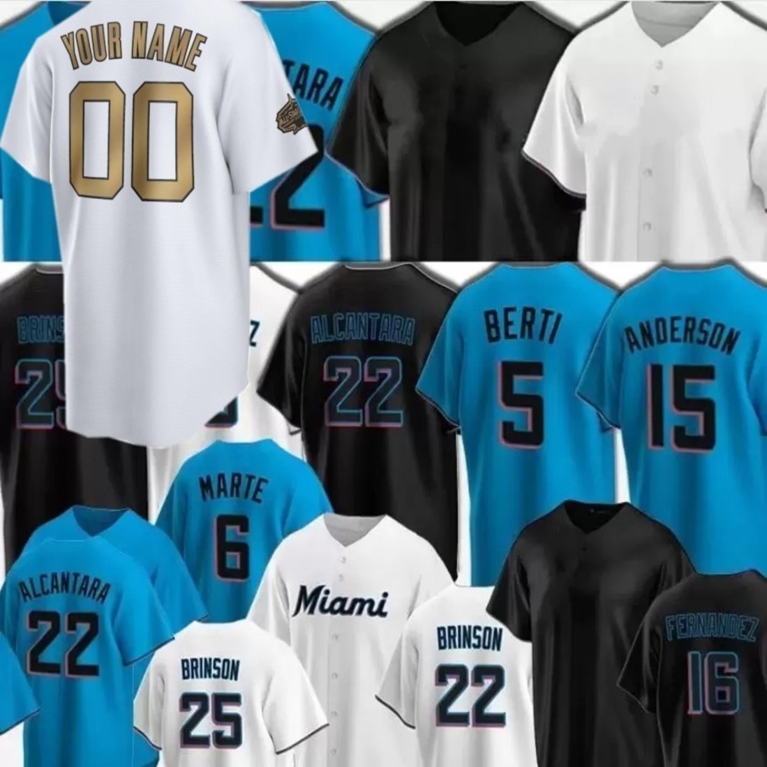 Custom Marlins Baseball Jersey Sandy Alcantara Jose Fernandez Brian Anderson Lewis Brinson Miguel Rojas Jon Berti Joey Wendle Nick Fortes Payton Henry Isan Diaz, Women
Custom Marlins Baseball Jersey Sandy Alcantara Jose Fernandez Brian Anderson Lewis Brinson Miguel Rojas Jon Berti Joey Wendle Nick Fortes Payton Henry Isan Diaz, Women