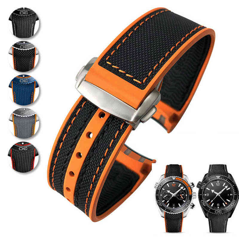 Bracelet For Omega 300 SEAMASTER 600 PLANET OCEAN Folding Buckle Sile Nylon Strap Accessories Band Chain H220419