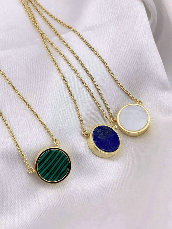 Top Quality Necklace Natural Stone Lapis lazuli Malachite Shell Real 18K Gold Plated Brand Hollow Letter Pendant Necklaces
Top Quality Necklace Natural Stone Lapis lazuli Malachite Shell Real 18K Gold Plated Brand Hollow Letter Pendant Necklaces