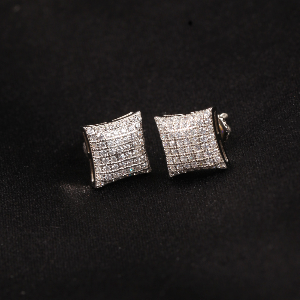 Designer Men Earrings Hip Hop Ear Stud Fashion S925 Women Earring Sterling Silver Man Earings Classic Zircon Studs Bling Rapper Ro
