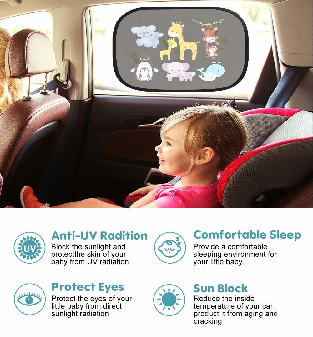 2PCS Sun Shades Cute Cartoon Foldable UV Protect Curtain Side Window Sunshade Cover For Baby Kids Universal Car Styling