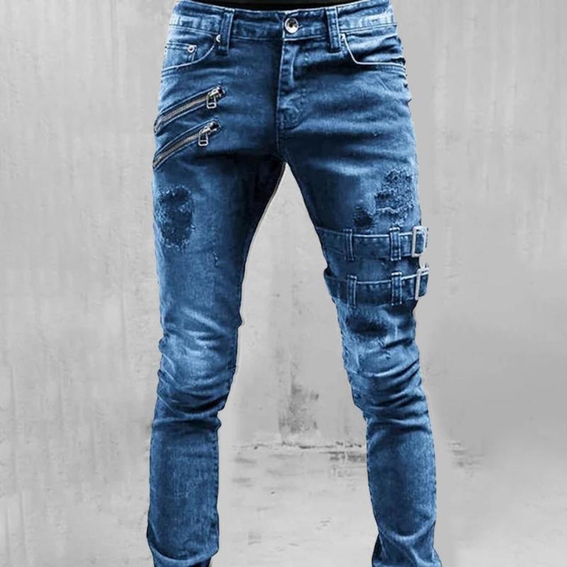 Men's Jeans Men Beauty Excellent Stretch Trousers Lightweight Pencil, Blue