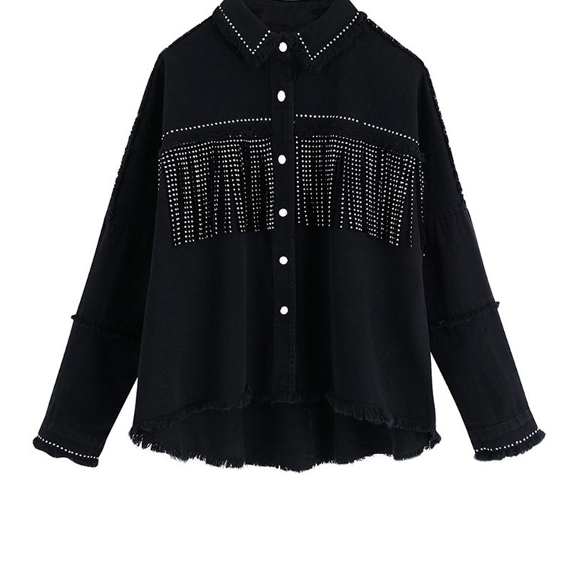 TRAF Women Stylish Tassel Beaded Oversized Denim Jacket Coat Vintage Fashion Long Sleeve Frayed Trim Outerwear Chic Loose Tops 220813, Black
TRAF Women Stylish Tassel Beaded Oversized Denim Jacket Coat Vintage Fashion Long Sleeve Frayed Trim Outerwear Chic Loose Tops 220813, Black