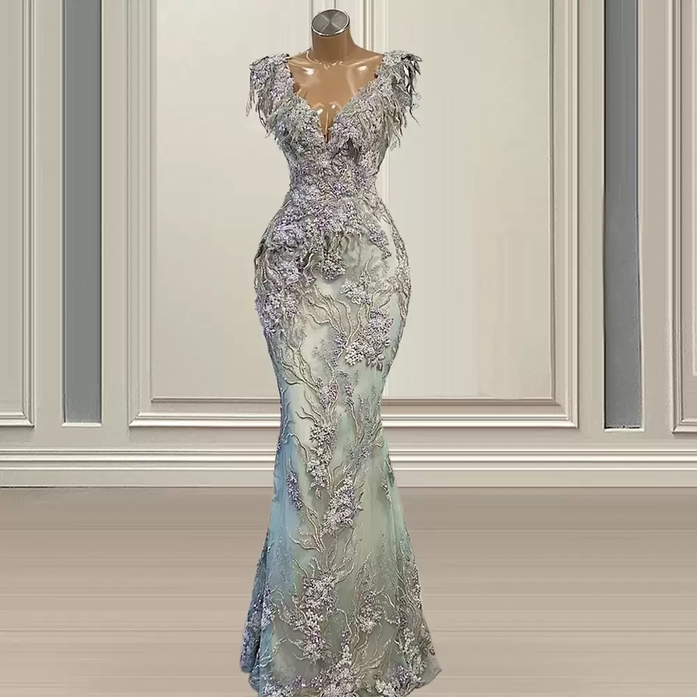 Fashion Sleeveless Mermaid Prom Dresses V Neck Appliques Feathers Evening Dress Custom Made Flower Lace Women Formal Celebrity Party Gown, Gold
Fashion Sleeveless Mermaid Prom Dresses V Neck Appliques Feathers Evening Dress Custom Made Flower Lace Women Formal Celebrity Party Gown, Gold
