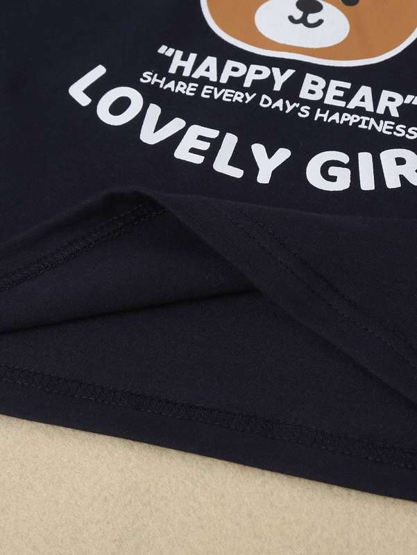 Toddler Girls Cartoon And Letter Graphic Tee & Skirt SHE