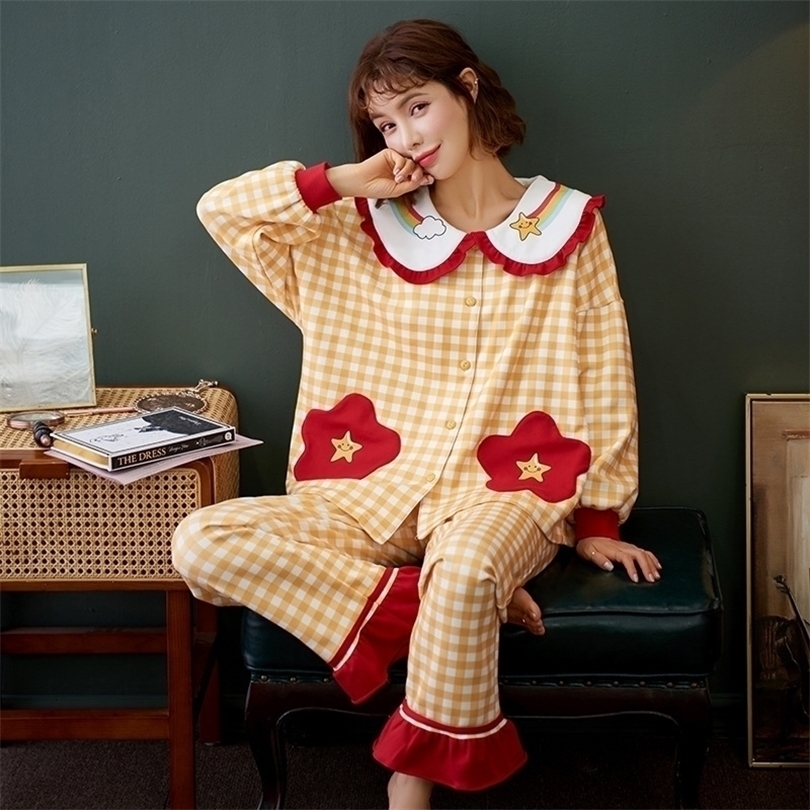 NIGHTWA Winter Pajamas For Women Sleepwear Cotton Ladies Pajamas Set Long SleevesPants Plaid Nightwear Cardigan Pijama Pyjama 201114, Z3108
NIGHTWA Winter Pajamas For Women Sleepwear Cotton Ladies Pajamas Set Long SleevesPants Plaid Nightwear Cardigan Pijama Pyjama 201114, Z3108