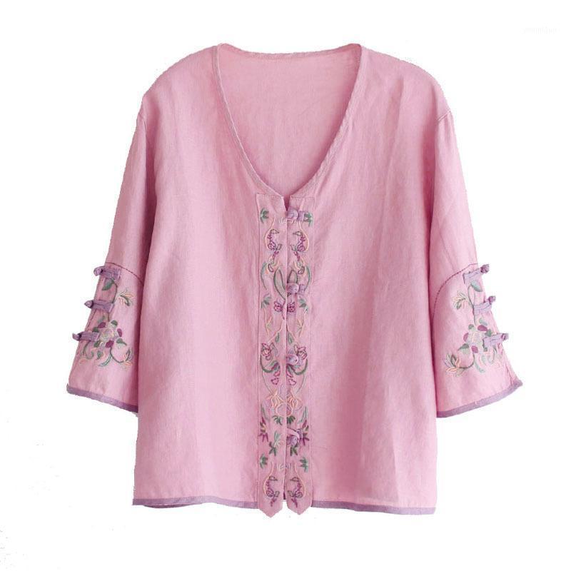 Women's Blouses & Shirts 9119Artistic Ethnic Style Chinese Button Knots Shirt Summer Clothes Retro Machine Embroidery Top, Blue
Women's Blouses & Shirts 9119Artistic Ethnic Style Chinese Button Knots Shirt Summer Clothes Retro Machine Embroidery Top, Blue