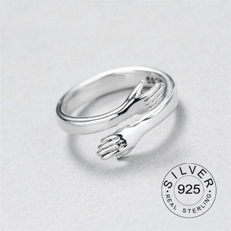 Cluster Rings Good-looking Resizable Trendy 925 Sterling Silver Ring Fine Gold Jewelry Loop Antique Hands Hug Shaped For Women Gift KofoClus
Cluster Rings Good-looking Resizable Trendy 925 Sterling Silver Ring Fine Gold Jewelry Loop Antique Hands Hug Shaped For Women Gift KofoClus