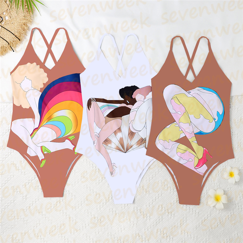Designer Swimsuits Letter Printed Womens One Piece Swimwear Shoulder Push Up Bikini Bathing Suits For Female