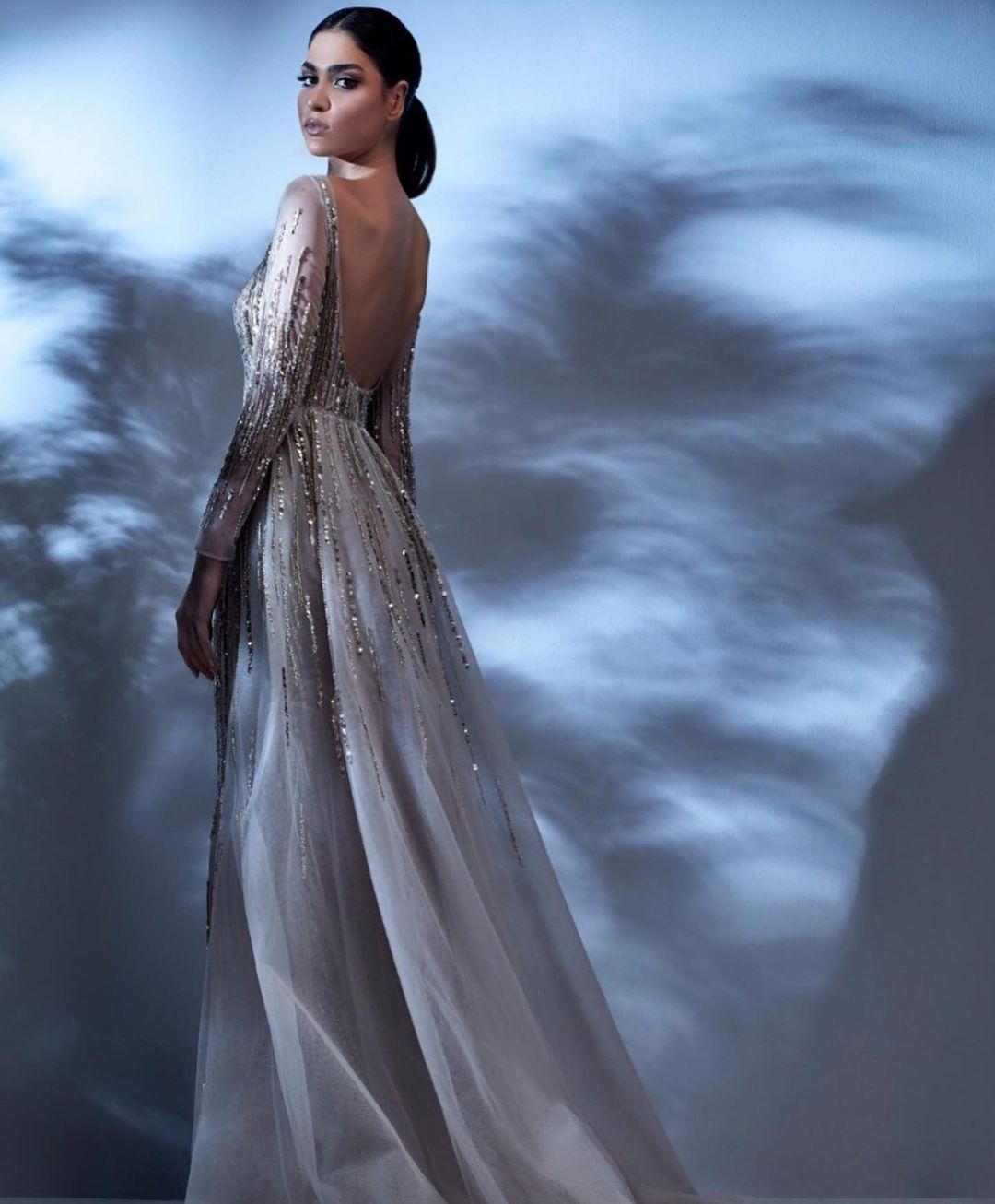 Sequins High Split Prom Evening Dress Long Sleeves Backless Lace A Line Bateau Custom Made Floor Length Bridesmaid Plus Size