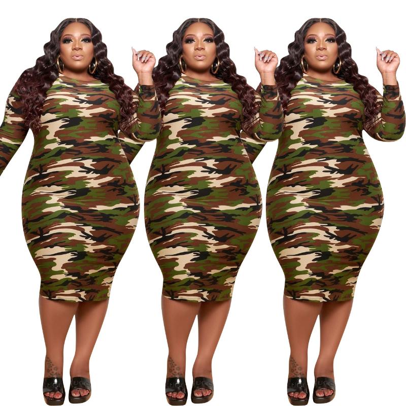 Casual Dresses 4XL Camouflage Printing Women Plus Size Bodycon Dress Autumn Est Fashion O-neck Long Sleeve Ladies Knee-length
Casual Dresses 4XL Camouflage Printing Women Plus Size Bodycon Dress Autumn Est Fashion O-neck Long Sleeve Ladies Knee-length