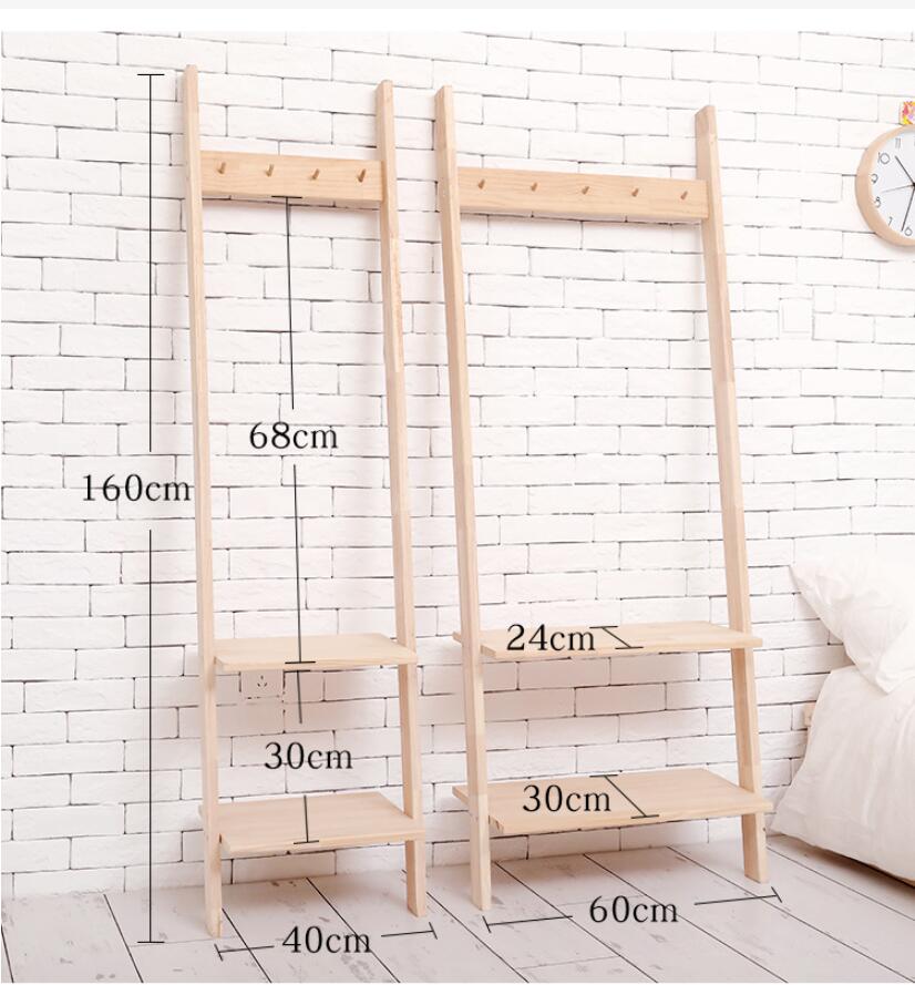 Creative floor clothes rack Bedroom Furniture partition storage racks solid wood living room bedside hanging cloth shelf
