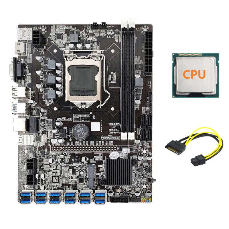 

Motherboards B75 ETH Mining Motherboard 12 PCIE To USB With CPU+SATA 15Pin 6Pin Cable LGA1155 MSATA DDR3 BTC