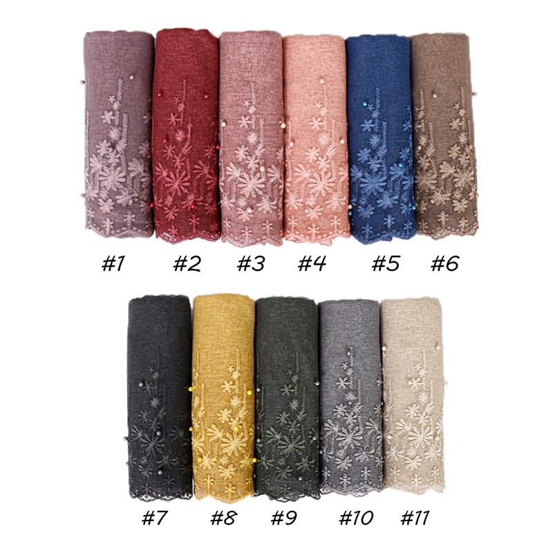 Headband Maxi ScarvesScarves Hijab Scarves Stretchy go Shawls Muslim Cotton Beads Bandhnu Scarf Lace Islamic Wraps scarf designers