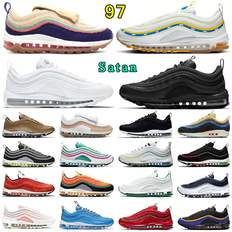 

OG 97 97s Shoes Mens Womens Running Shoes Stan Sean Witherspoon Silver Bullet Black White Anthricite Cowboys fan Slime Have a day Runing Designer Sneakers Trainers, B53 40-45 bred