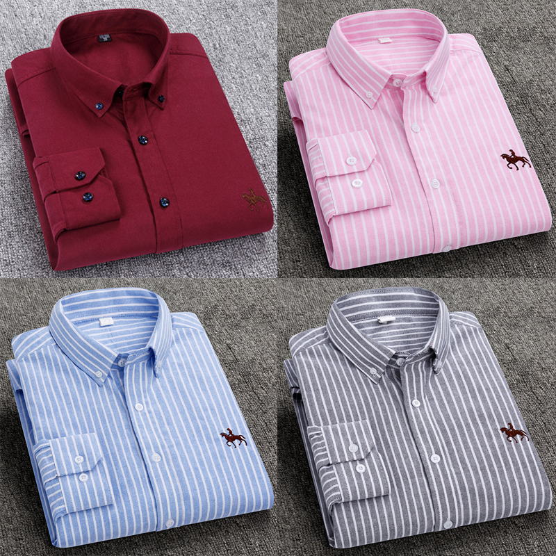 Long Sleeve Shirts for Men 100% Cotton Oxford Mens Clothing Autumn Winter Top Blouse Business Casual Korean Fashion 220322