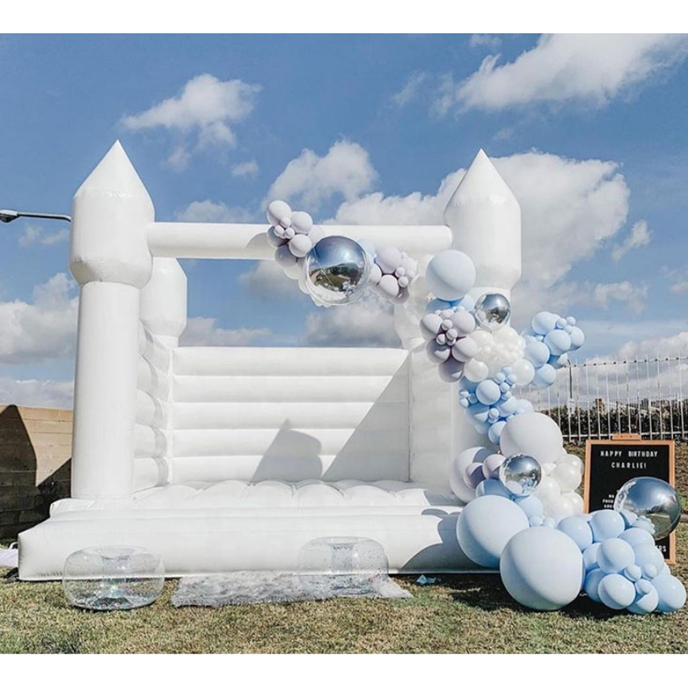 Stylish white jumper Inflatable Wedding Bouncy Castle Bounce House Tent With Air Blower 13x13ft All PVC For Commercial rental