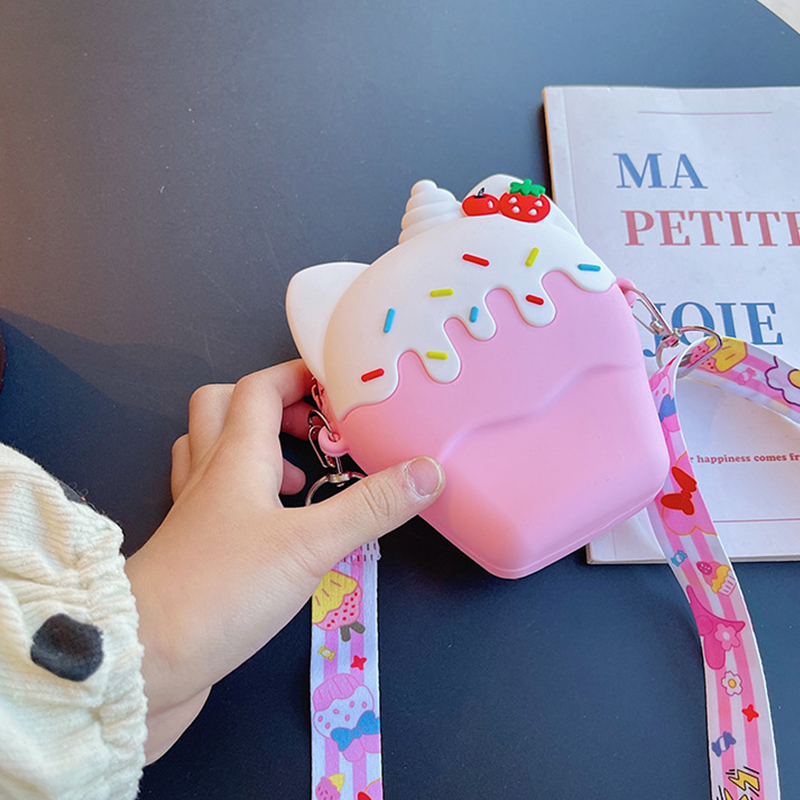 Tas Kurir Silikon Es Krim Lucu Friut Kartun Anakanak Bahu Crossbody Fashion Anak Perempuan Dompet Koin Tangan 220611