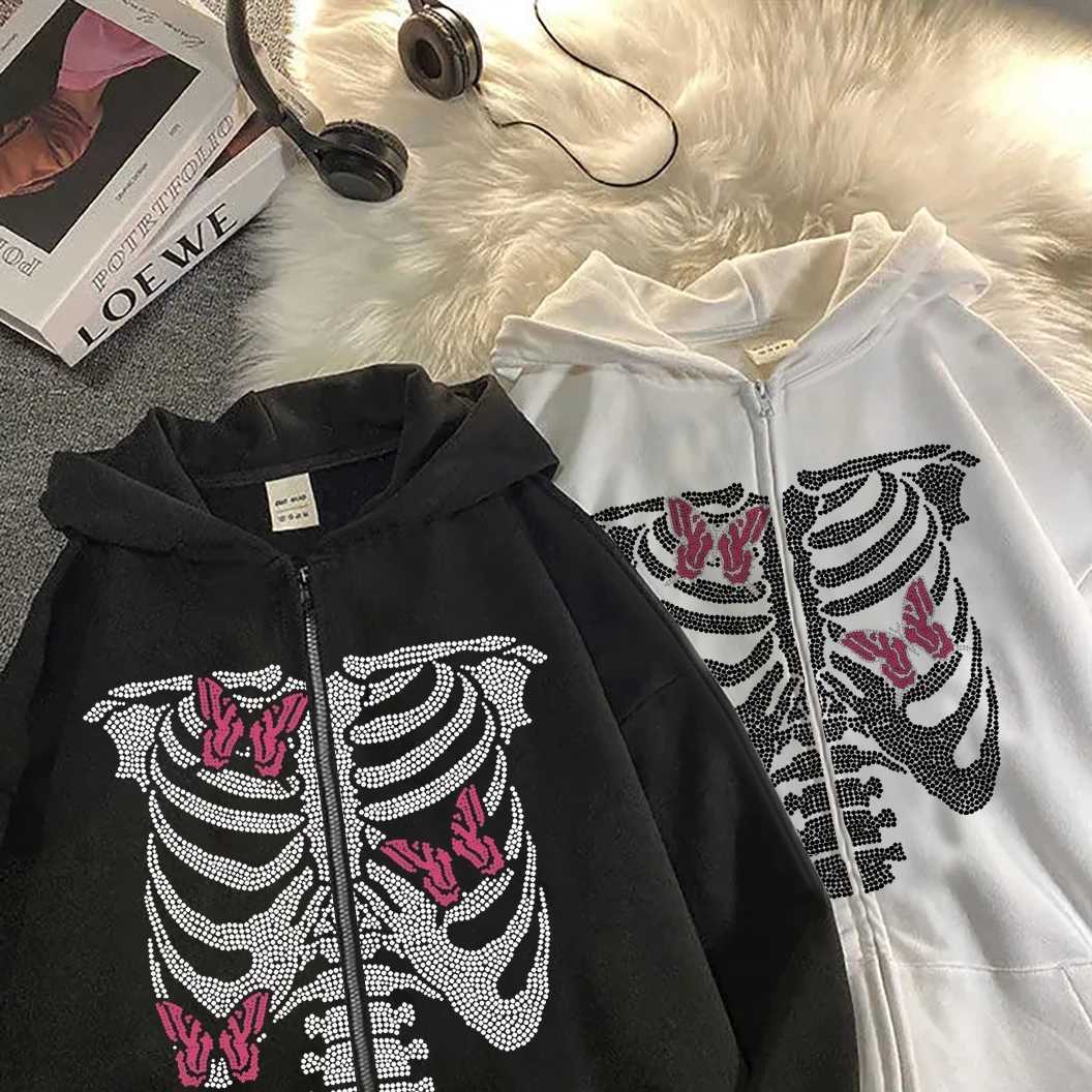Women y2k zip up hooded Streetwear harajuku tops strass skull hip-hop women sweatshirts Kawaii Hoodies grunge clothing, Black
Women y2k zip up hooded Streetwear harajuku tops strass skull hip-hop women sweatshirts Kawaii Hoodies grunge clothing, Black
