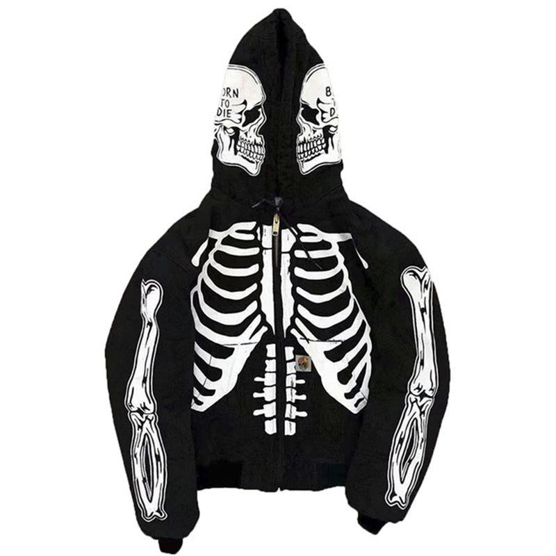 Men's Hoodies & Sweatshirts Rhinestone Zipper Oversized Sweatshirt Summer Gothic Hoodie Men's Grunge Hooded Coat Street Retro ClothesMen