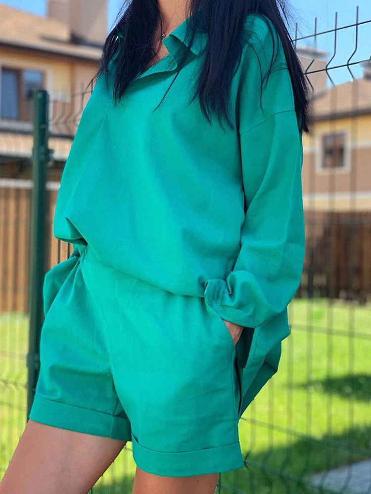 Casual Womem Summer Tracksuit Shorts Two Piece Set Lounge Wear Short Sleeve Shirt Tops And Mini Shorts Suit Female Homewear 220602