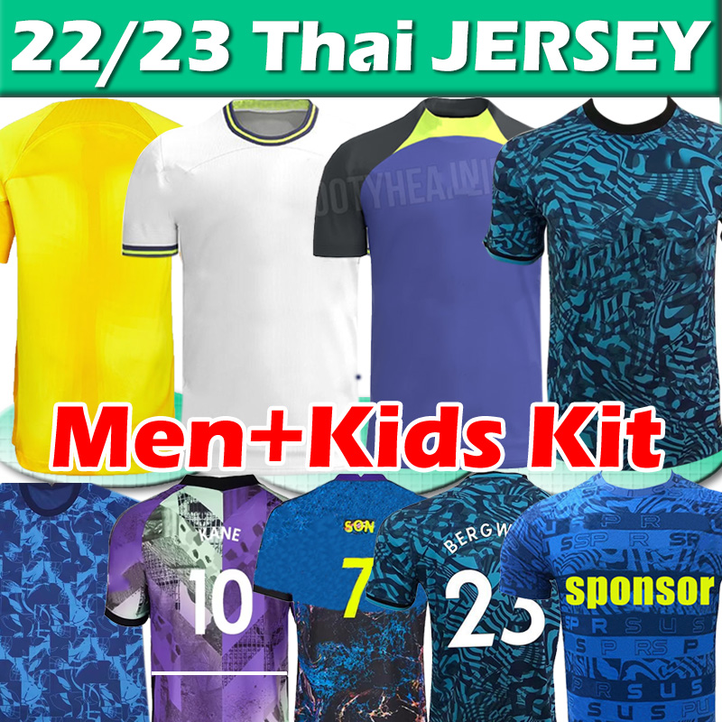 22 23 DELE SON TOTTEN LUCAS Soccer Jerseys HAM BALE KANE HOJBJERG BERGWIJN LO CELSO SPURS 2021 2022 2023 men kids kit home away third football shirts training top, 22 23 home