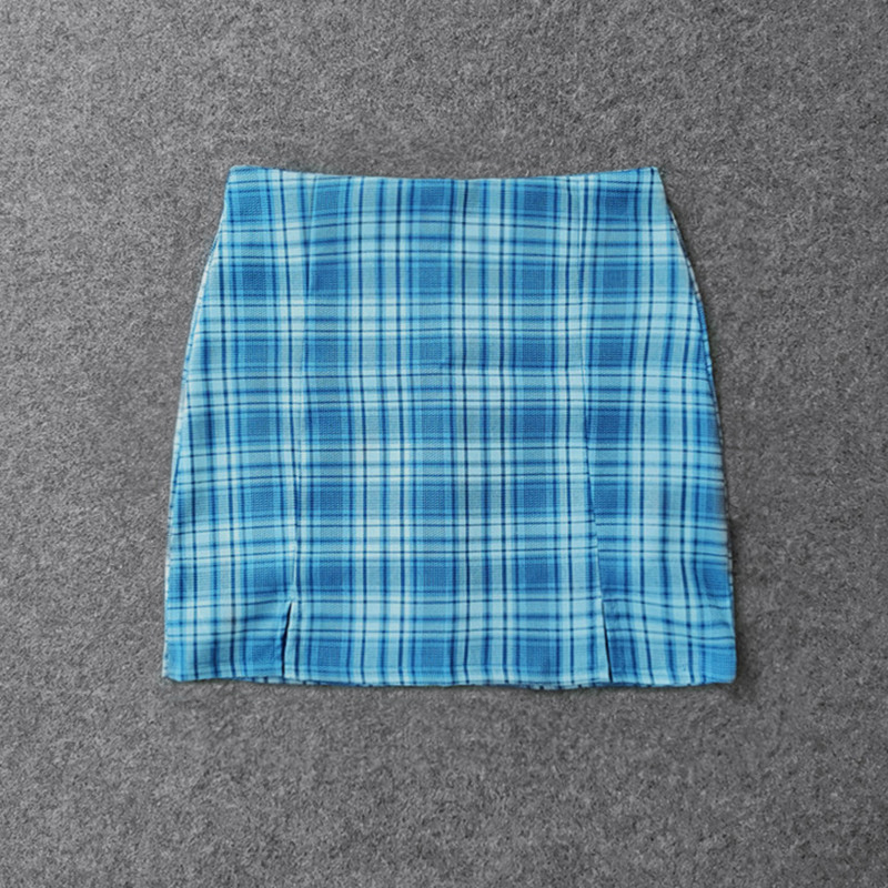 Summer Harajuku Plaid Pencil Skirts Womens High Waist Mini Lining With Shorts Korean Streetwear Vintage Sexy Skirt 220317