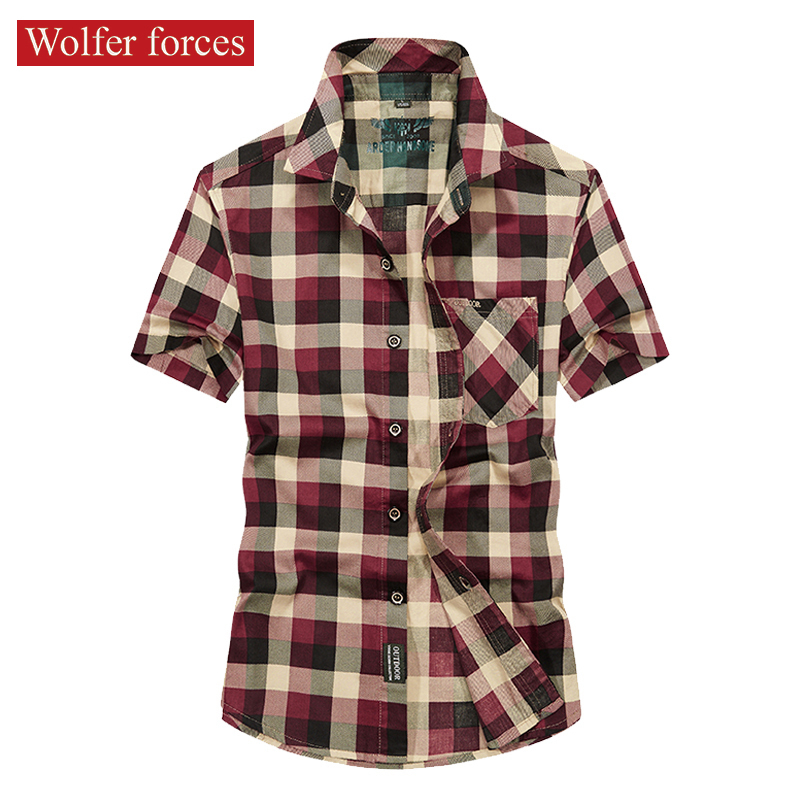Summer Plaid Shirt Men'sLarge Size Men's Printed Male Denim s Cotton Style For Men Clothing Fashion Man 220322