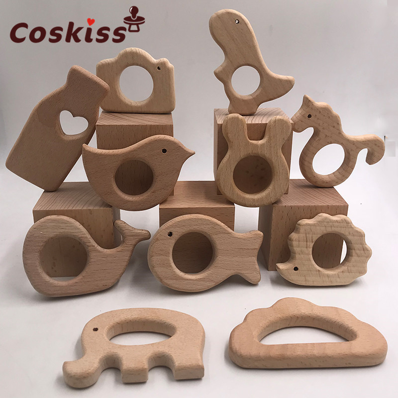 Wooden Teethers 11pc Nature Baby Teething Toy Organic Eco-friendly Infants Nursing Teething Holder Nursing Baby Teether Gift 220507