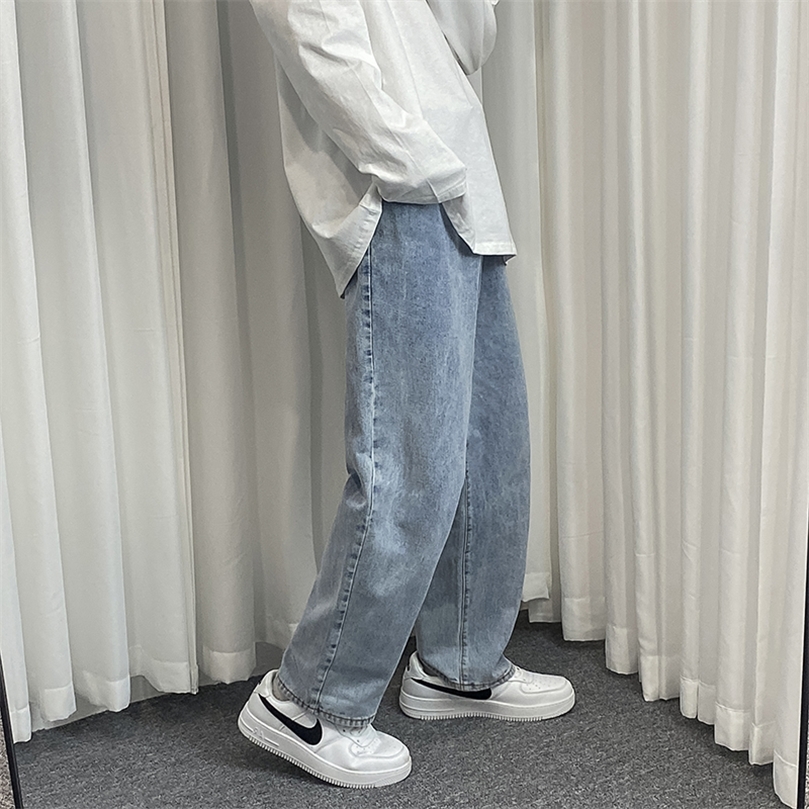 Jeans HitamBiruPutih Jeans Longgar Kasual Fashion Pria Celana Panjang Denim Lurus HipHop Longgar Streetwear Pria S2XL 220817