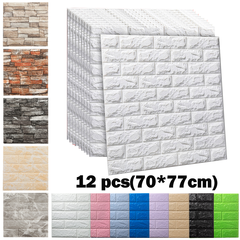 12pc Foam 3D Wall Stickers Self Adhesive Wallpaper Home Decor Living Room Bedroom Decoration Bathroom Waterproof Soft Wall Panel
12pc Foam 3D Wall Stickers Self Adhesive Wallpaper Home Decor Living Room Bedroom Decoration Bathroom Waterproof Soft Wall Panel