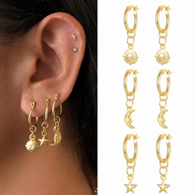 Dangle & Chandelier ISUEVA KoreanGold Filled Classic Sun Moon Star Hoop Earrings For Women Fashion Jewelry Wholesale
Dangle & Chandelier ISUEVA KoreanGold Filled Classic Sun Moon Star Hoop Earrings For Women Fashion Jewelry Wholesale