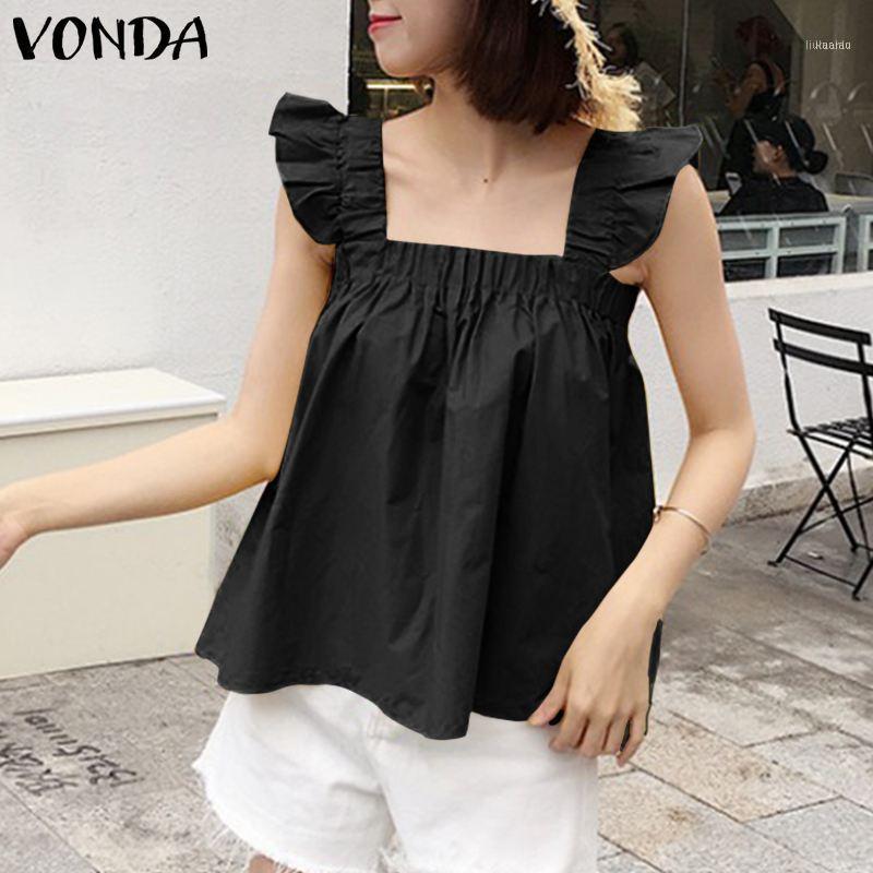 Women' Blouses & Shirts Women Tops VONDA Summer Ruffled Hem Short Ladies Casual Blouse Sexy Lace Sleeveless Solid Bohemian Blusas 5XL, Blue
Women' Blouses & Shirts Women Tops VONDA Summer Ruffled Hem Short Ladies Casual Blouse Sexy Lace Sleeveless Solid Bohemian Blusas 5XL, Blue