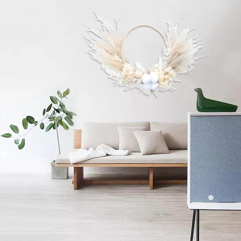 Decorative Flowers Wreaths Natural Pampas Dried Flower Wreath For Home Decor Boho Grass Phragmites Garland Autum Wedding Decorat6584458