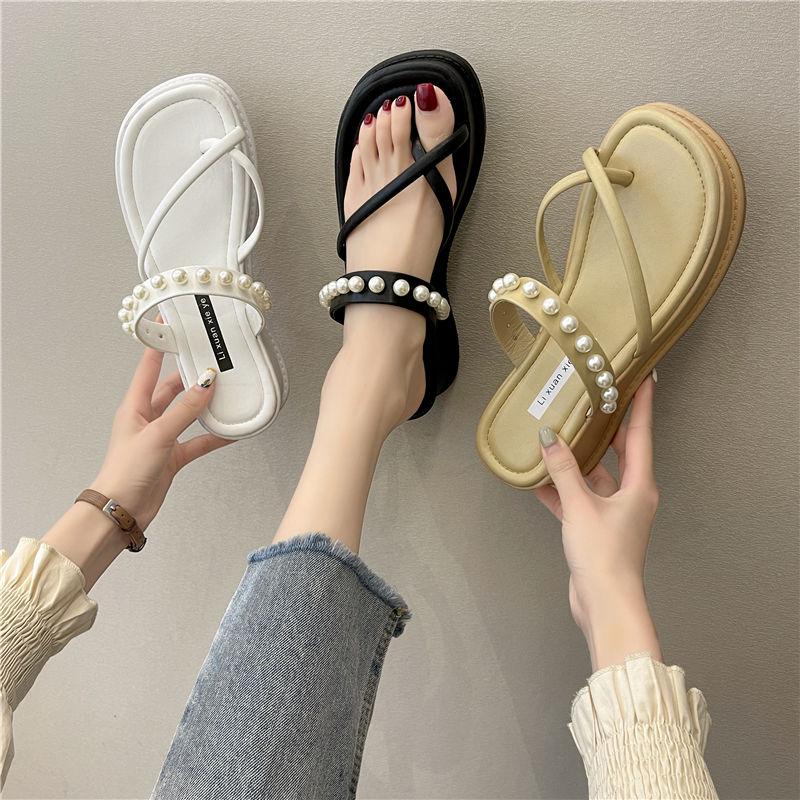 

Sandals Summer Shoes Woman Elastic Flat Sandalias Mujer 2022 Strappy Gladiator Beach Ladies Flip Flops WhiteSandals, Black