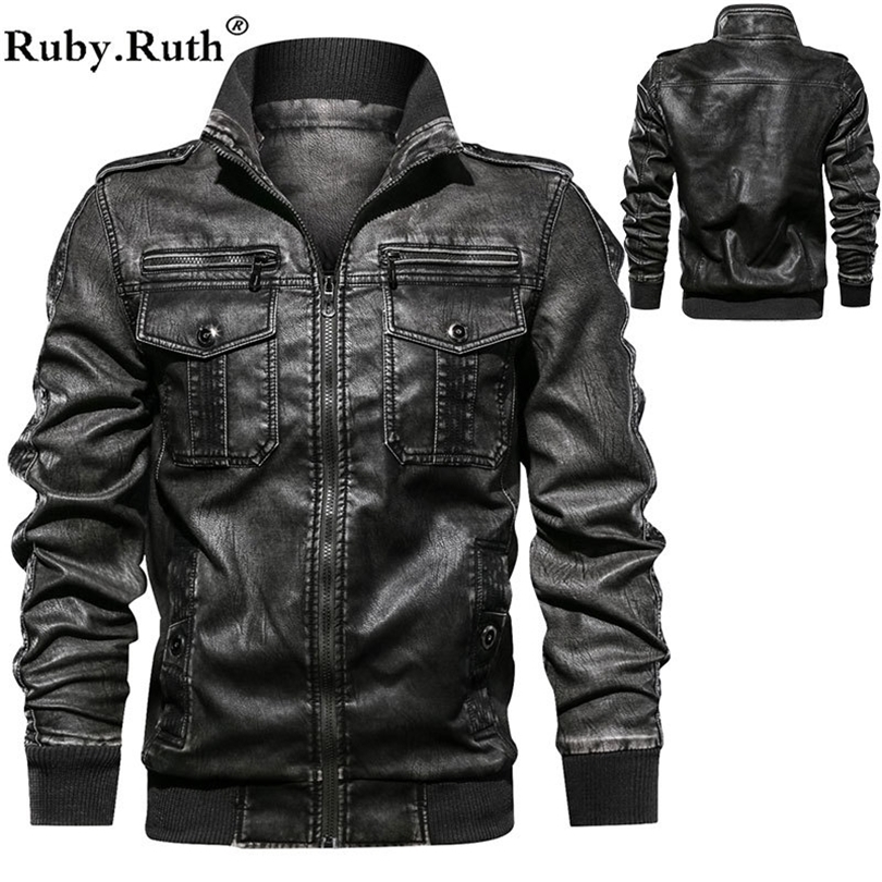 Men PU Jacket Fitness Leather Jackets European size Dropshipping T200107