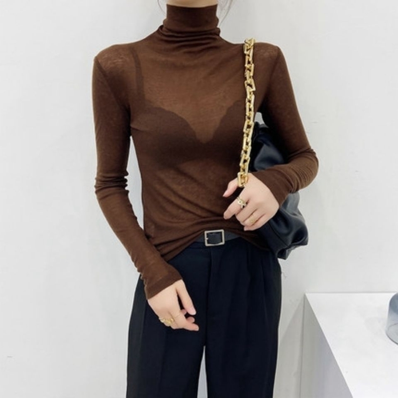 Fashion Basic Turtleneck Long Sleeve Women T-shirt Autumn Winter Slim Stretch Tops Ladies Sexy Tees Plus Size 220321