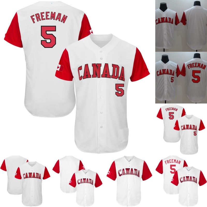 

2017 Canada World Baseball Classic WBC Jersey 5 Freddie Freeman Custom Baseball Jerseys Mens Womens Youth S-4XL, Blank flex base