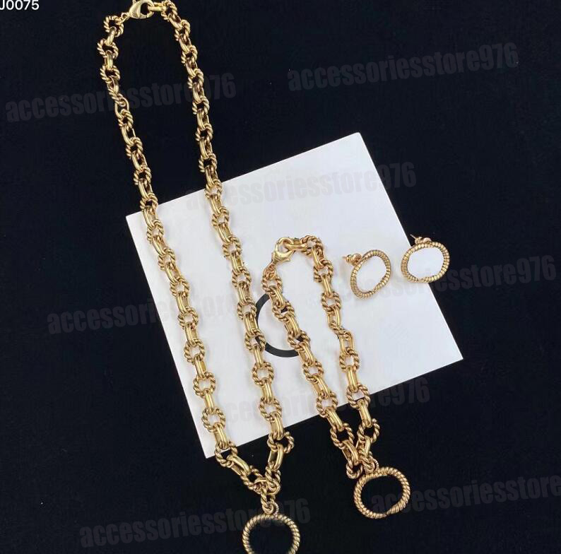 Designer Choker Necklace Stainless Steel Bracelets 18K Gold Plated Punk Men Womens Charm Ear stud Gold Chain Hip Hop Pendant Party Jewelry