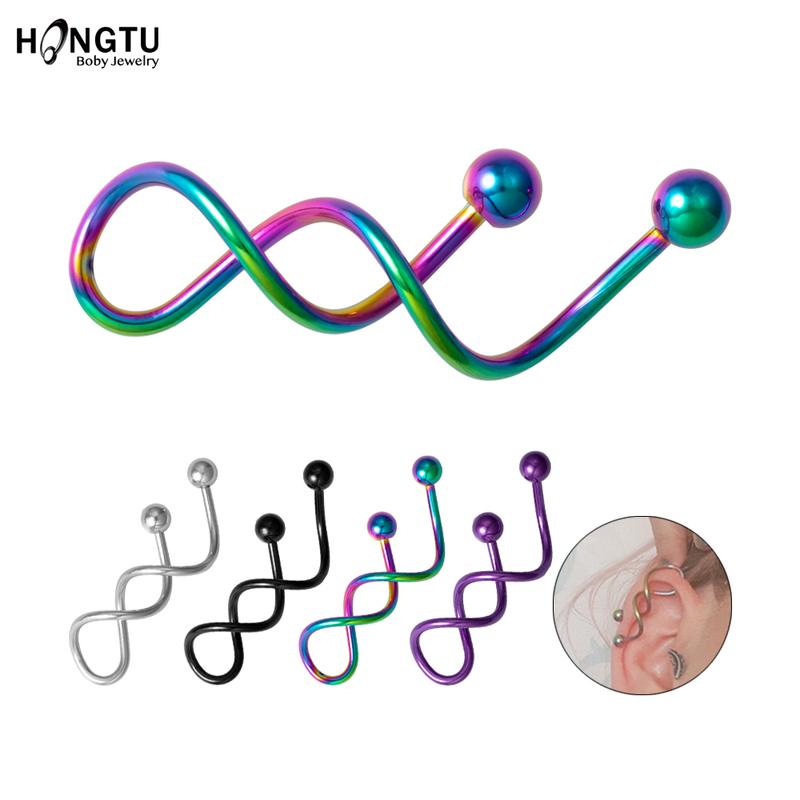HONGTU 1PC Twist Colorful Industrial Barbell Earrings Heart Steel Punk Ear Cartilage Helix Conch Piercing Jewelry 14G 220716
HONGTU 1PC Twist Colorful Industrial Barbell Earrings Heart Steel Punk Ear Cartilage Helix Conch Piercing Jewelry 14G 220716