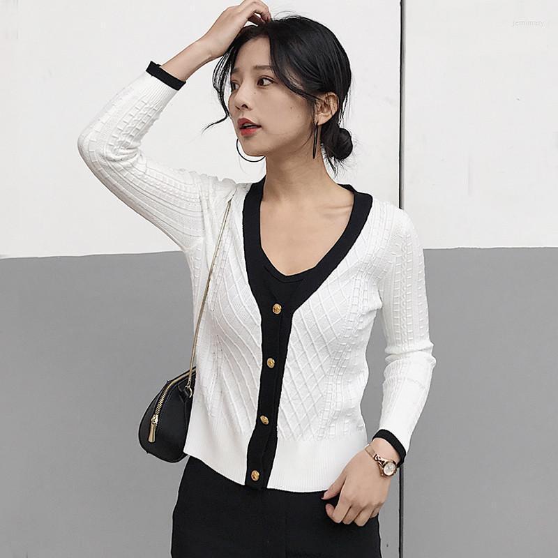 Women' Sweaters Women Slim College Style Spring Autumn V-neck Short Knit Cardigan Long-sleeved Plaid Sweater Runway Brand Vintage Tops Jemi, Black
Women' Sweaters Women Slim College Style Spring Autumn V-neck Short Knit Cardigan Long-sleeved Plaid Sweater Runway Brand Vintage Tops Jemi, Black