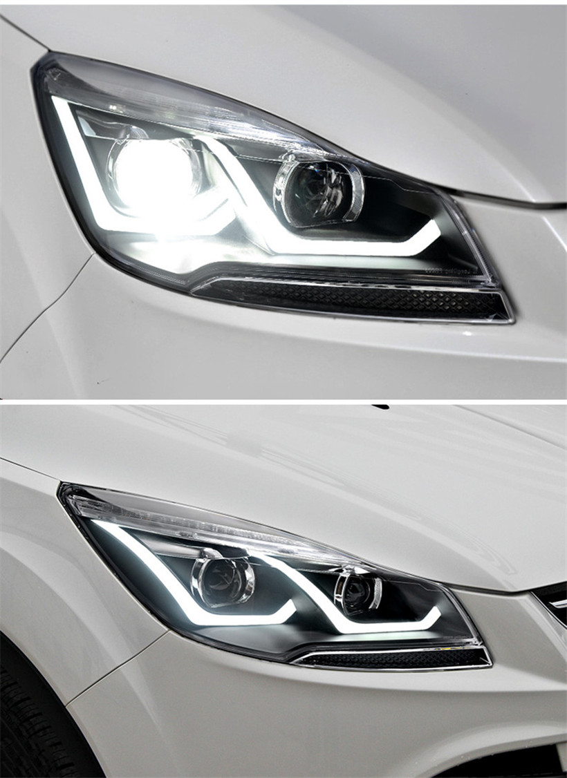 Full LED Headlights For Ford Kuga Escape 2013-16 Head Light High Beam Angel Eye Daytime Running Lights Xenon Bulb Turn Signal Lamp