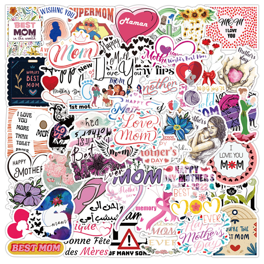 Pack of 100Pcs Wholesale Mother's Day Stickers No-Duplicate For Luggage Skateboard Notebook Helmet Water Bottle Phone Car decals, Multi-color
Pack of 100Pcs Wholesale Mother's Day Stickers No-Duplicate For Luggage Skateboard Notebook Helmet Water Bottle Phone Car decals, Multi-color